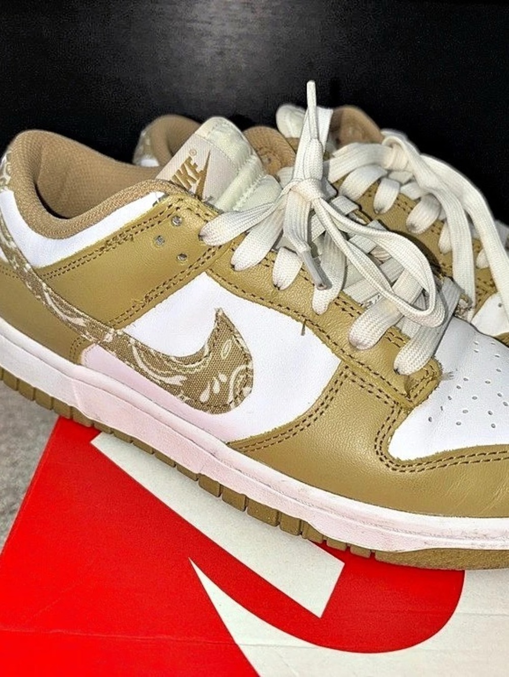 Nike Dunk Low Paisley Low Sneakers in Brown & White US 8